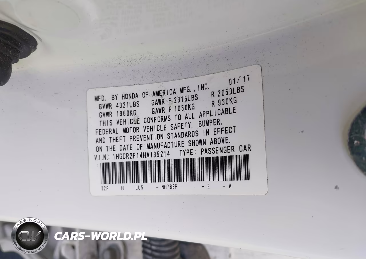 2017 Honda Accord Sport Se VIN:1HGCR2F14HA135214 - 9