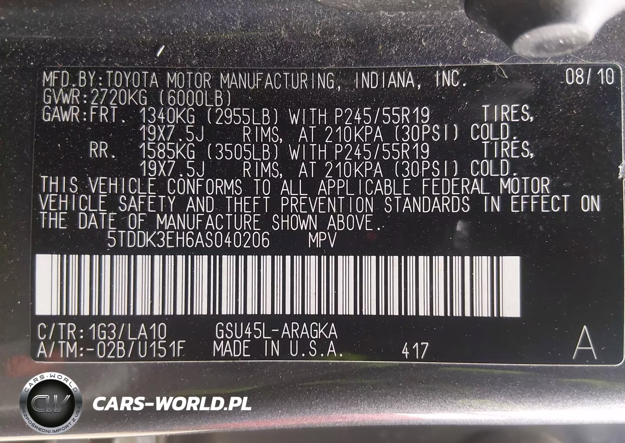 2010 Toyota Highlander Limited V6 VIN:5TDDK3EH6AS040206 - 9