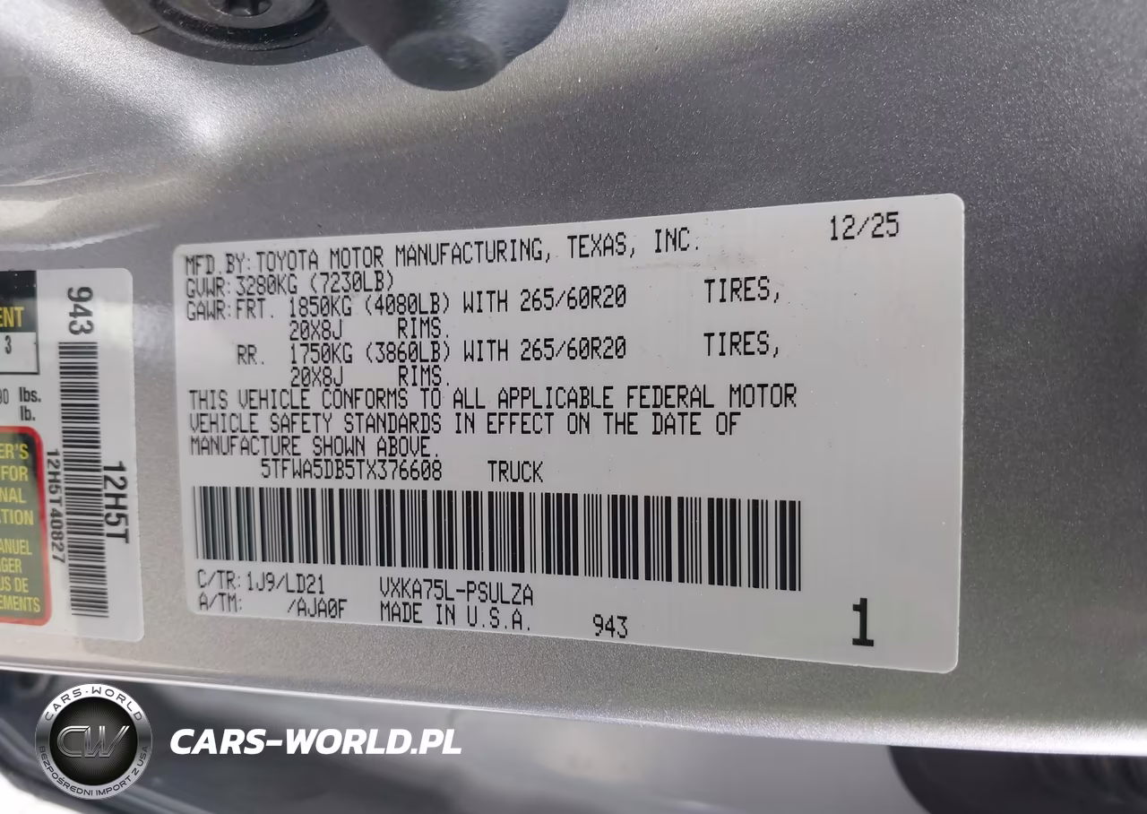 2026 Toyota Tundra Limited Crewmax 5.5' Bed VIN:5TFWA5DB5TX376608 - 9