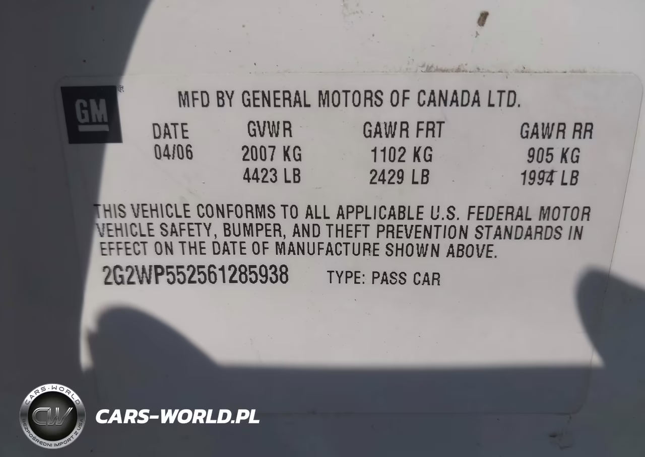 2006 Pontiac Grand Prix VIN:2G2WP552561285938 - 9