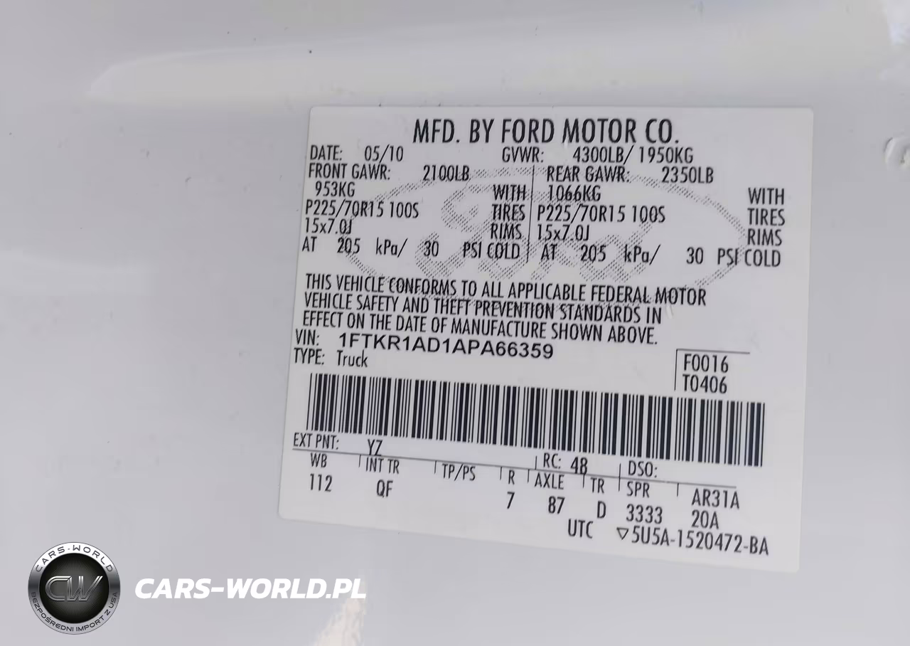 2010 Ford Ranger Xl-Xlt VIN:1FTKR1AD1APA66359 - 9