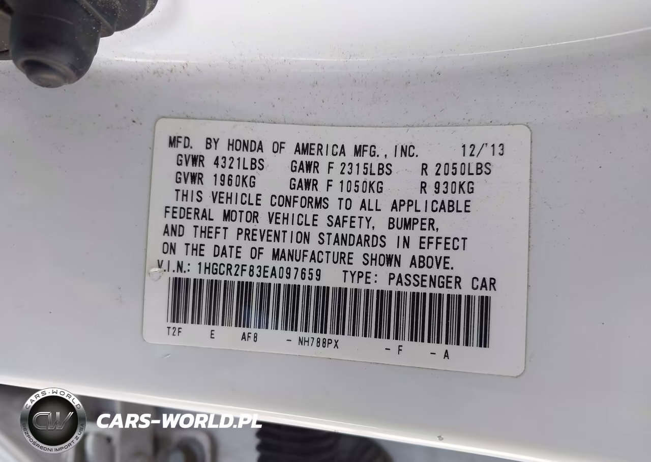 2014 Honda Accord Ex-L VIN:1HGCR2F83EA097659 - 9