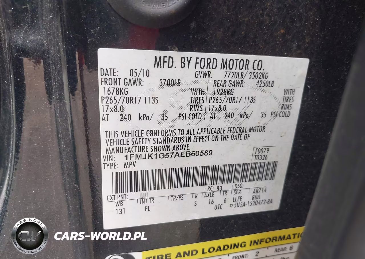 2010 Ford Expedition El Xlt VIN:1FMJK1G57AEB60589 - 9