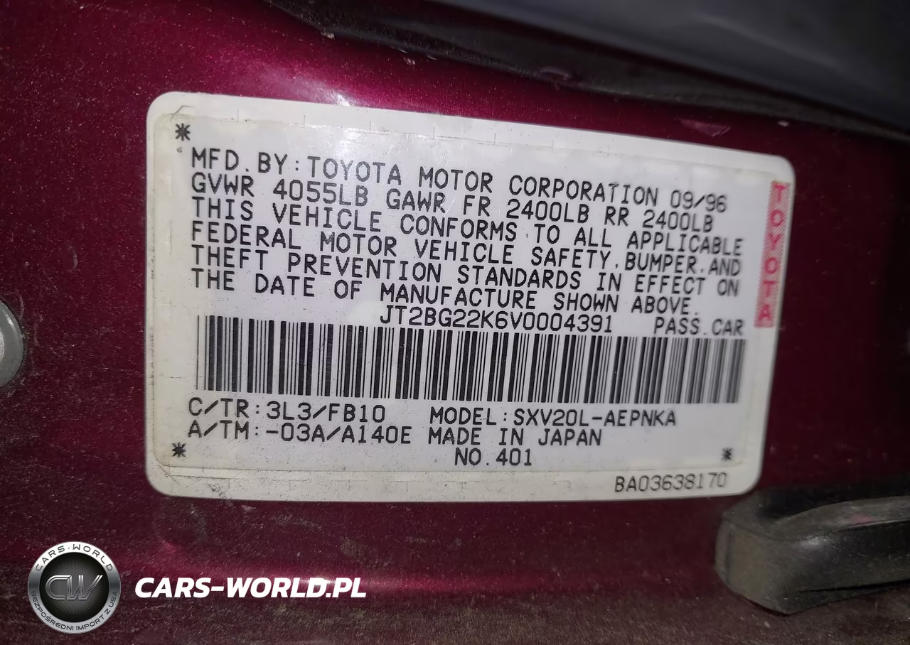 1997 Toyota Camry Le VIN:JT2BG22K6V0004391 - 9