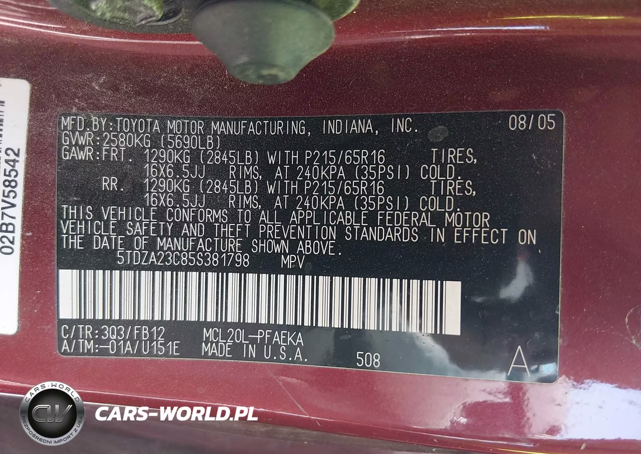 2005 Toyota Sienna Le VIN:5TDZA23C85S381798 - 9