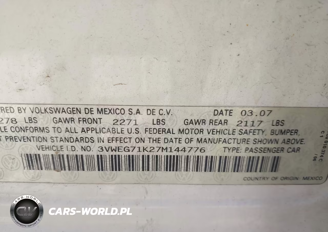 2007 Volkswagen Jetta Wolfsburg Edition VIN:3VWEG71K27M144776 - 9