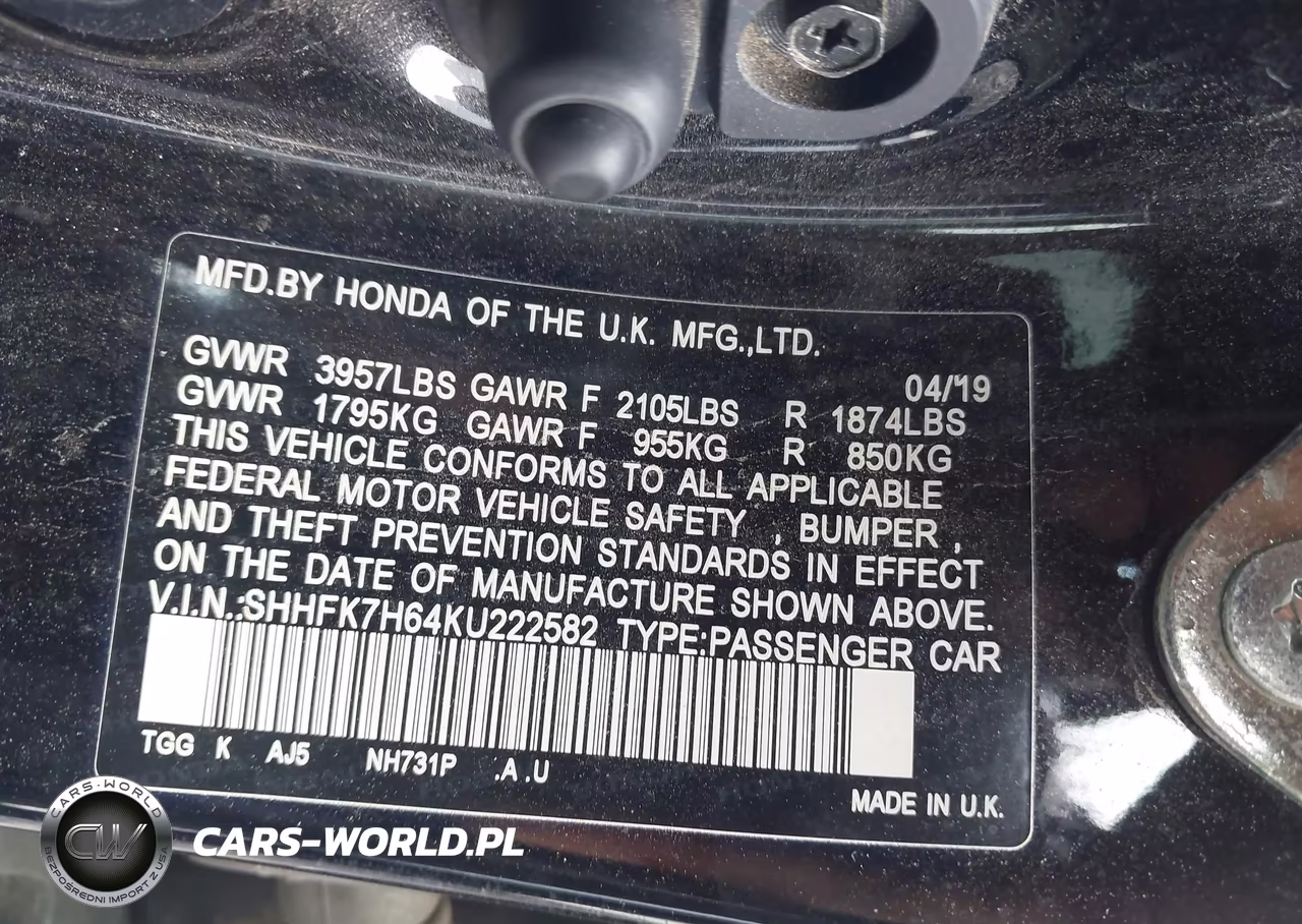 2019 Honda Civic Ex VIN:SHHFK7H64KU222582 - 9