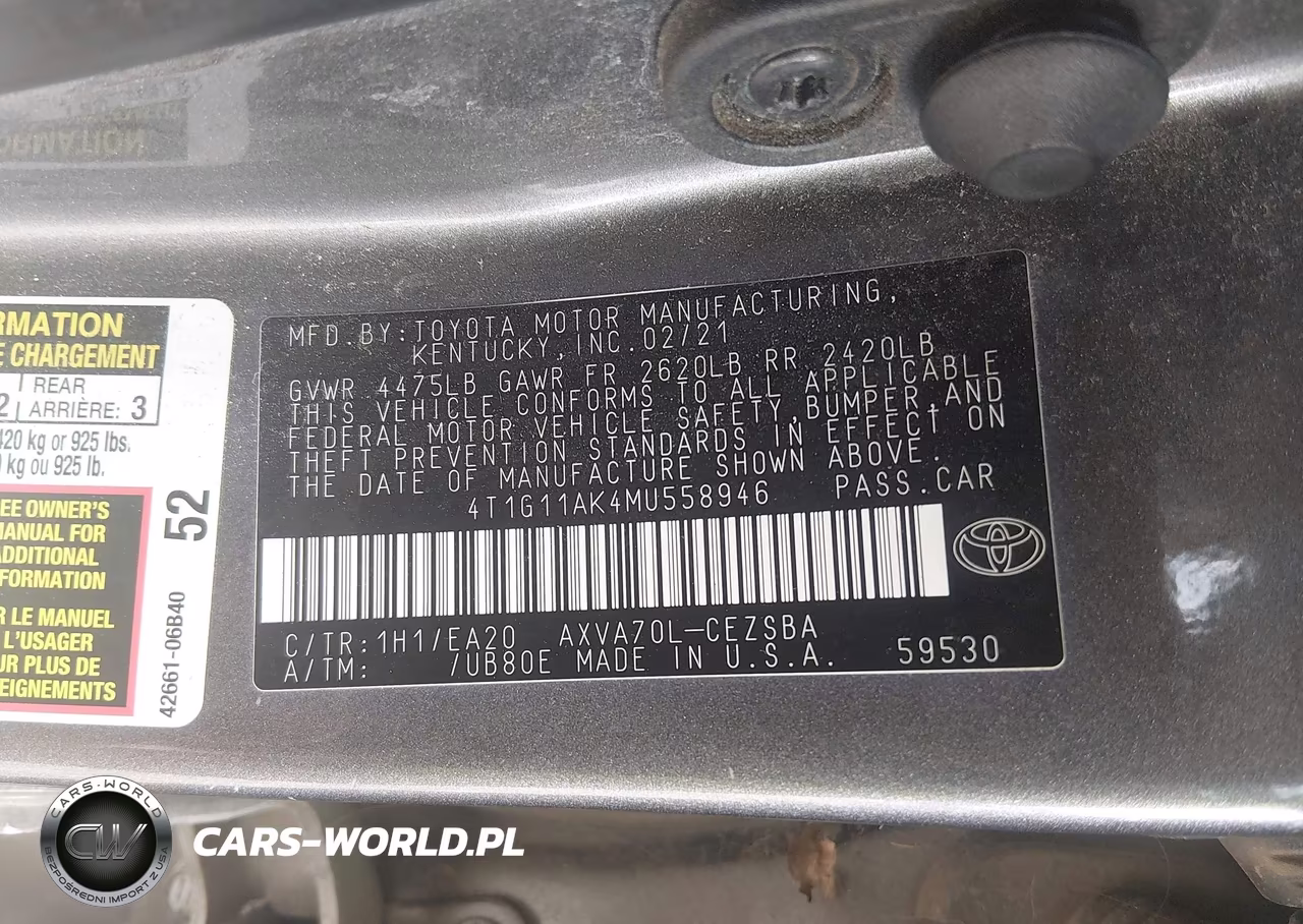2021 Toyota Camry Se VIN:4T1G11AK4MU558946 - 9