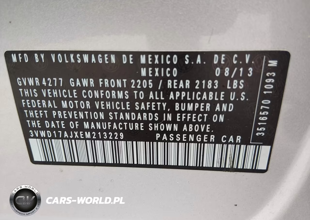VOLKSWAGEN JETTA VIN:3VWD17AJXEM213229 - 9