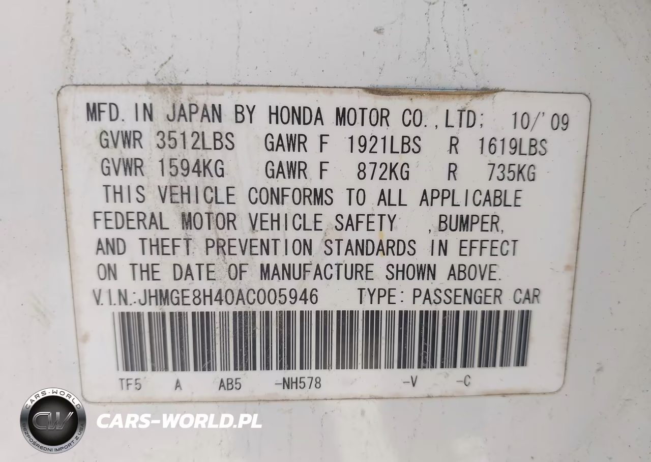 2010 Honda Fit Sport VIN:JHMGE8H40AC005946 - 9