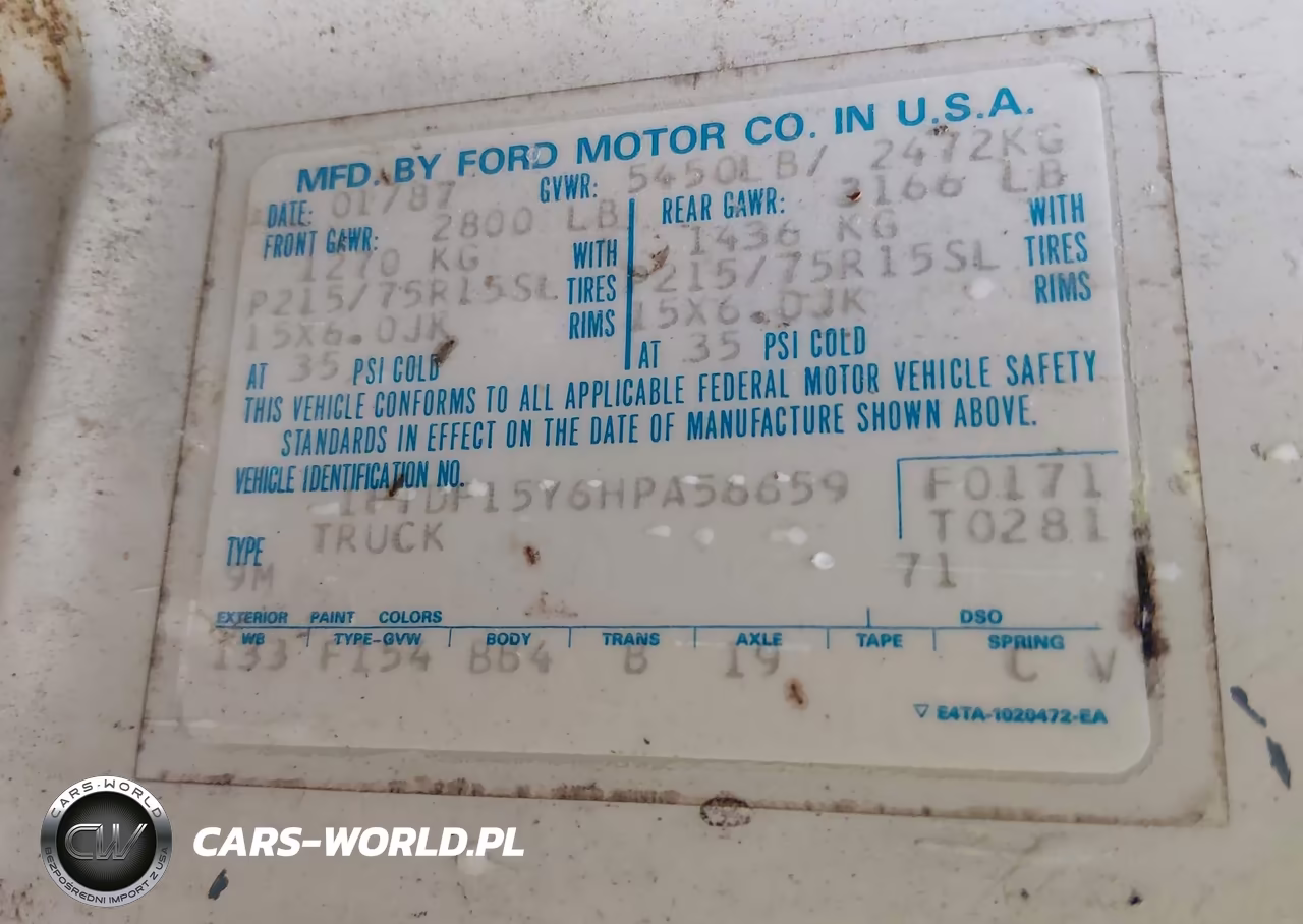 1987 Ford F150 VIN:1FTDF15Y6HPA56659 - 9