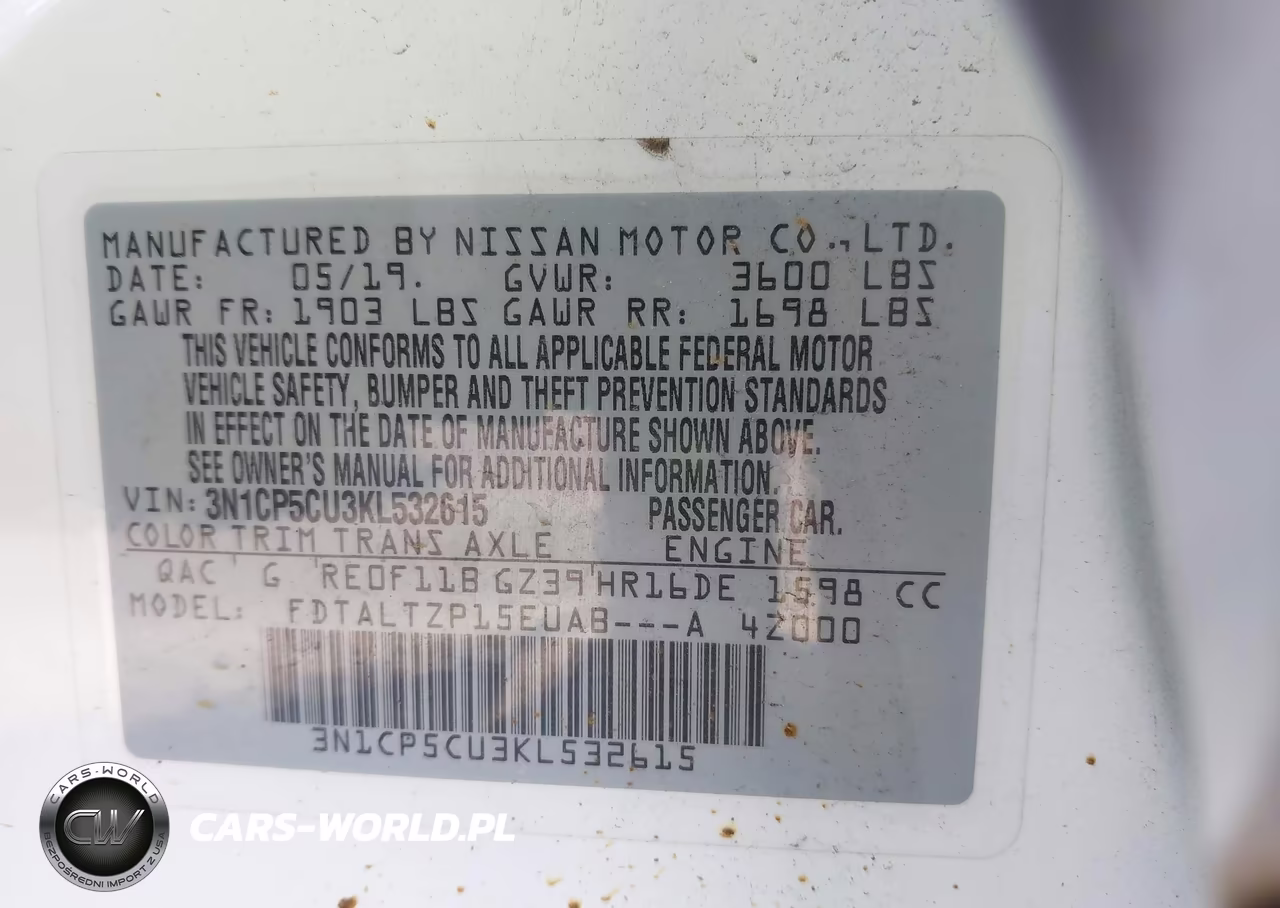 2019 Nissan Kicks Sr VIN:3N1CP5CU3KL532615 - 9