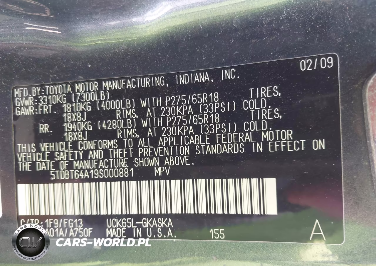 2009 Toyota Sequoia Sr5 4.7L V8 VIN:5TDBT64A19S000881 - 9