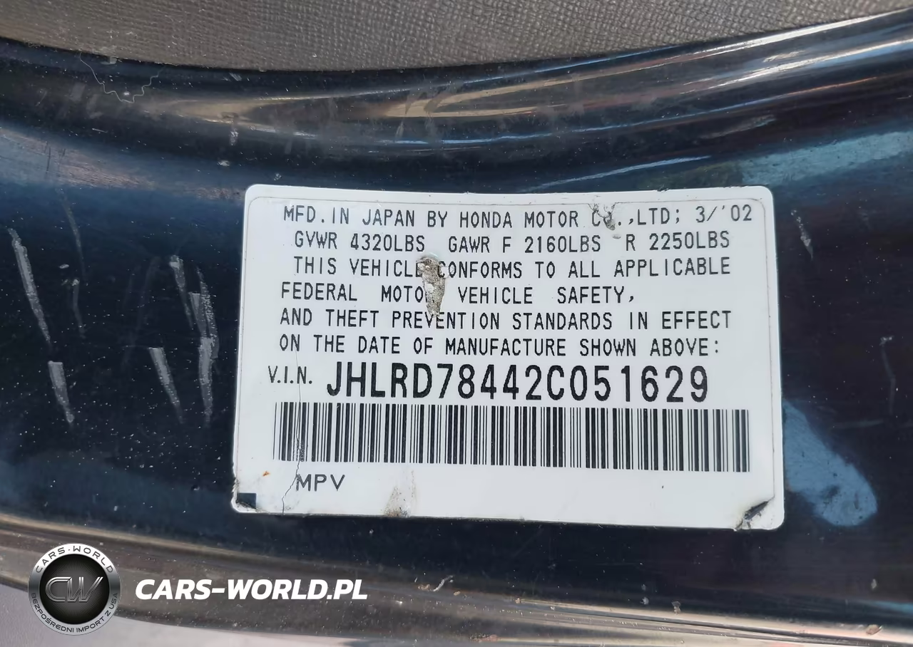 2002 Honda Cr-V Lx VIN:JHLRD78442C051629 - 9