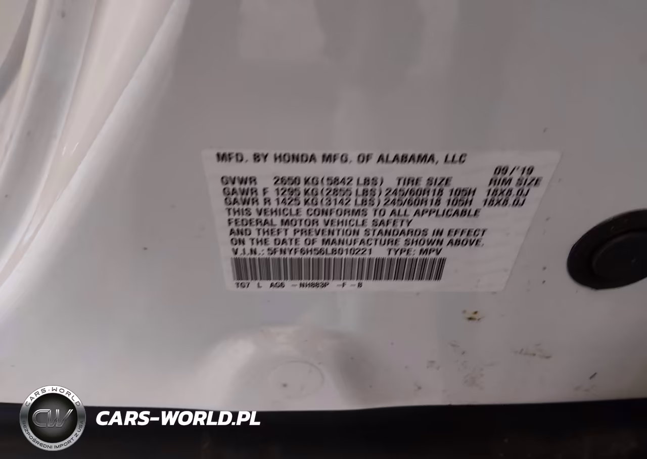 2020 Honda Pilot Awd Ex-L VIN:5FNYF6H56LB010221 - 9