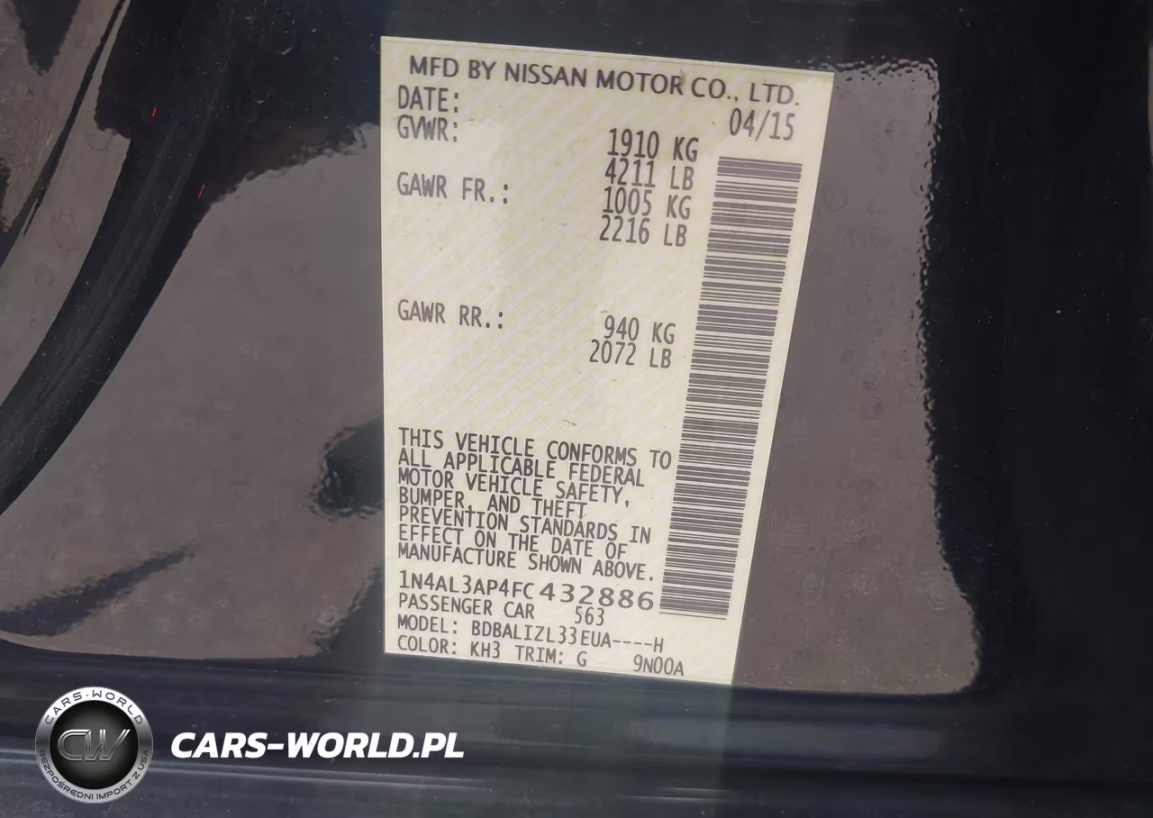 2015 Nissan Altima 2.5 Sv VIN:1N4AL3AP4FC432886 - 9