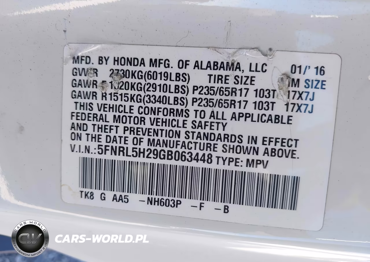 2016 Honda Odyssey Lx VIN:5FNRL5H29GB063448 - 9
