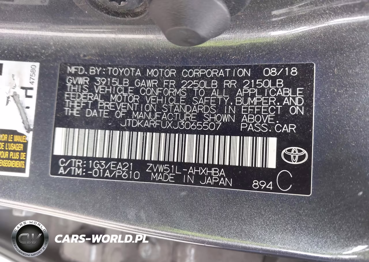 2018 Toyota Prius Four Touring VIN:JTDKARFUXJ3065507 - 9