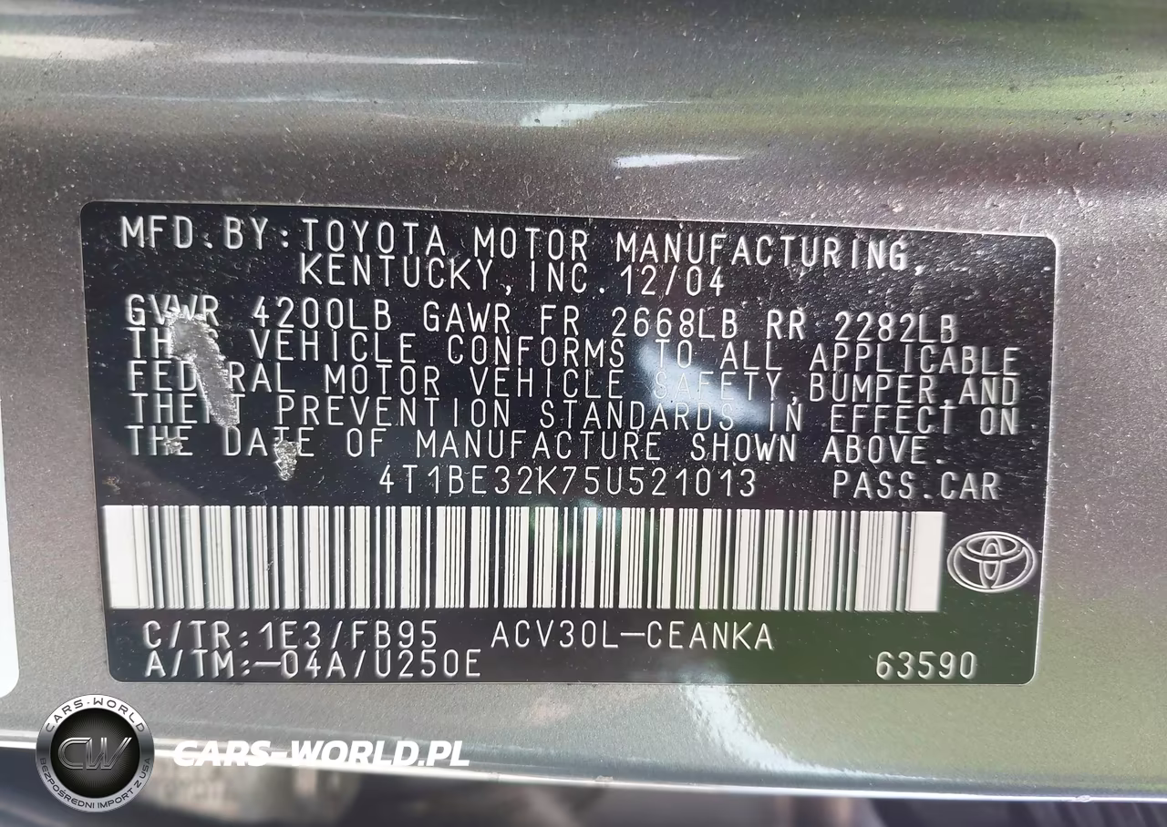 2005 Toyota Camry Le VIN:4T1BE32K75U521013 - 9