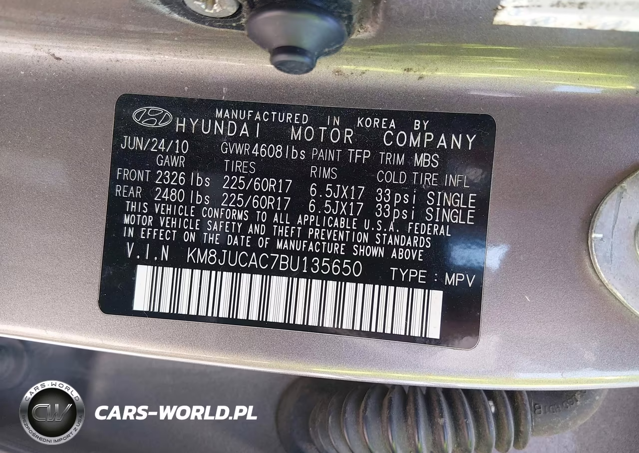 2011 Hyundai Tucson Gls VIN:KM8JUCAC7BU135650 - 9