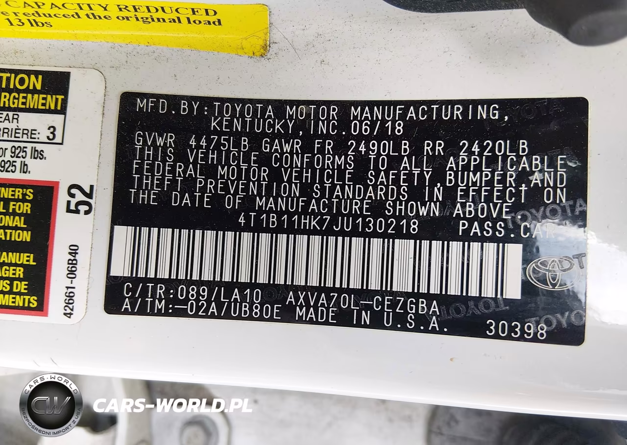 2018 Toyota Camry Xle VIN:4T1B11HK7JU130218 - 9