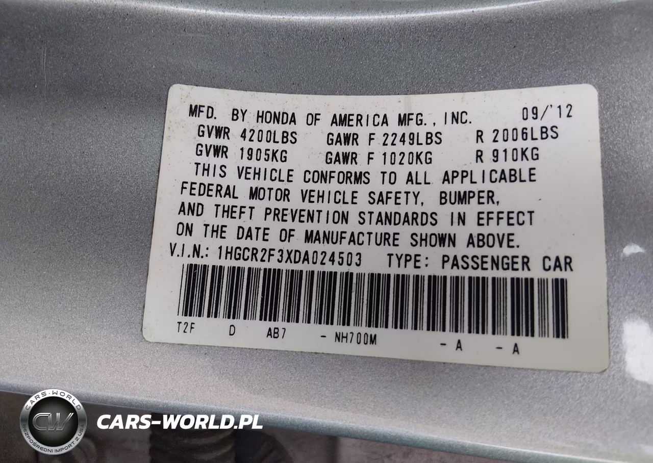 2013 Honda Accord Lx VIN:1HGCR2F3XDA024503 - 9