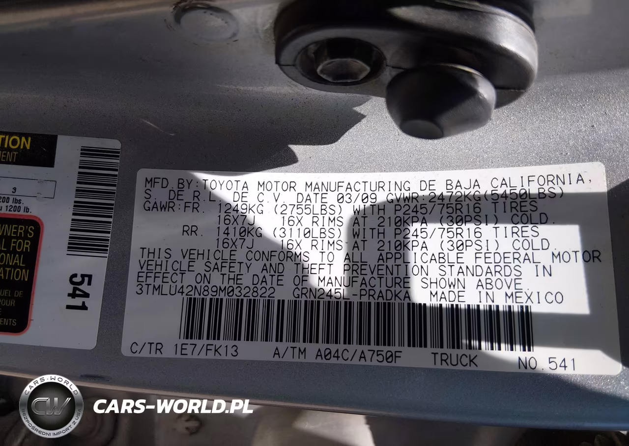 2009 Toyota Tacoma Base V6 VIN:3TMLU42N89M032822 - 9