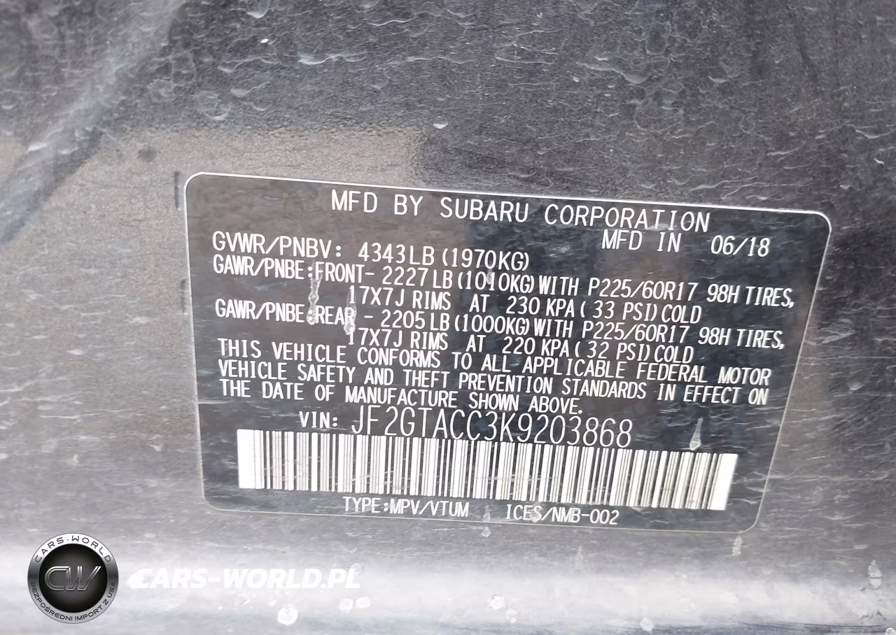2019 Subaru Crosstrek 2.0I Premium VIN:JF2GTACC3K9203868 - 9