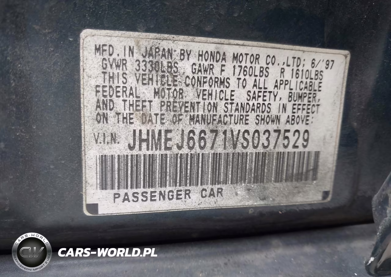 1997 Honda Civic Lx VIN:JHMEJ6671VS037529 - 9