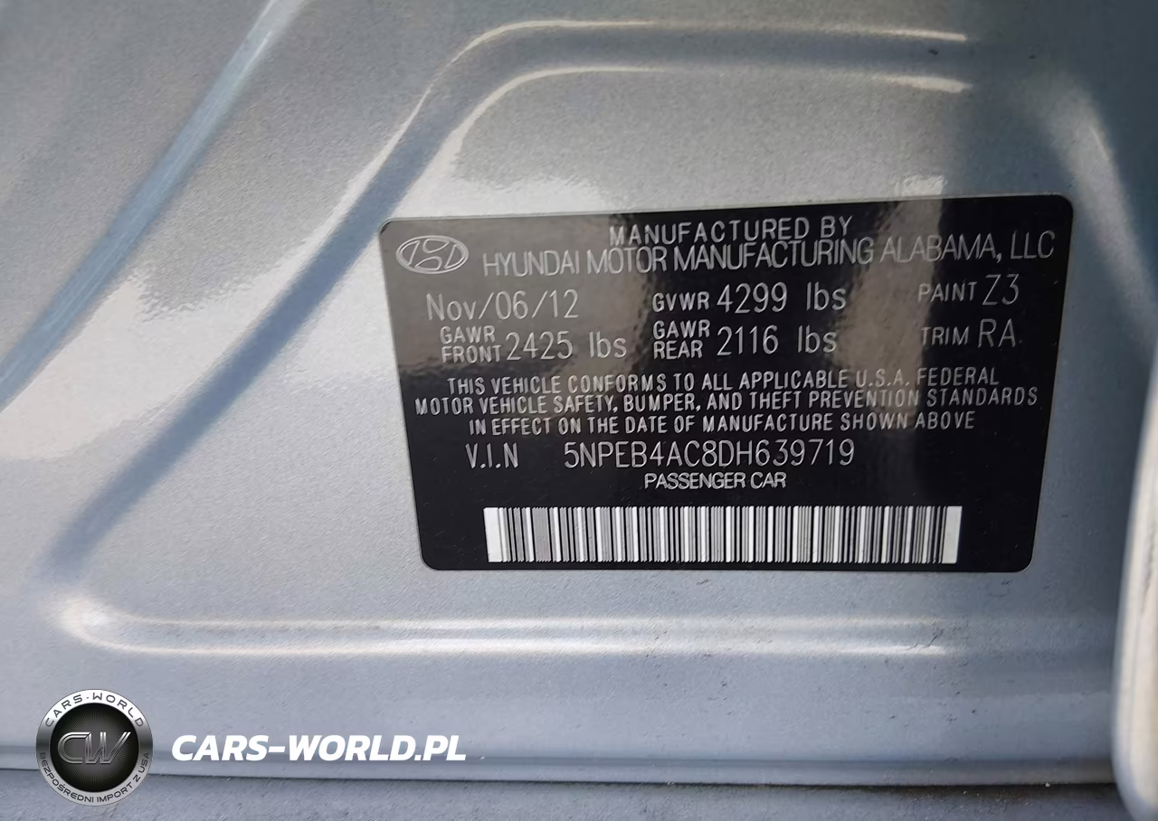 2013 Hyundai Sonata Gls VIN:5NPEB4AC8DH639719 - 9