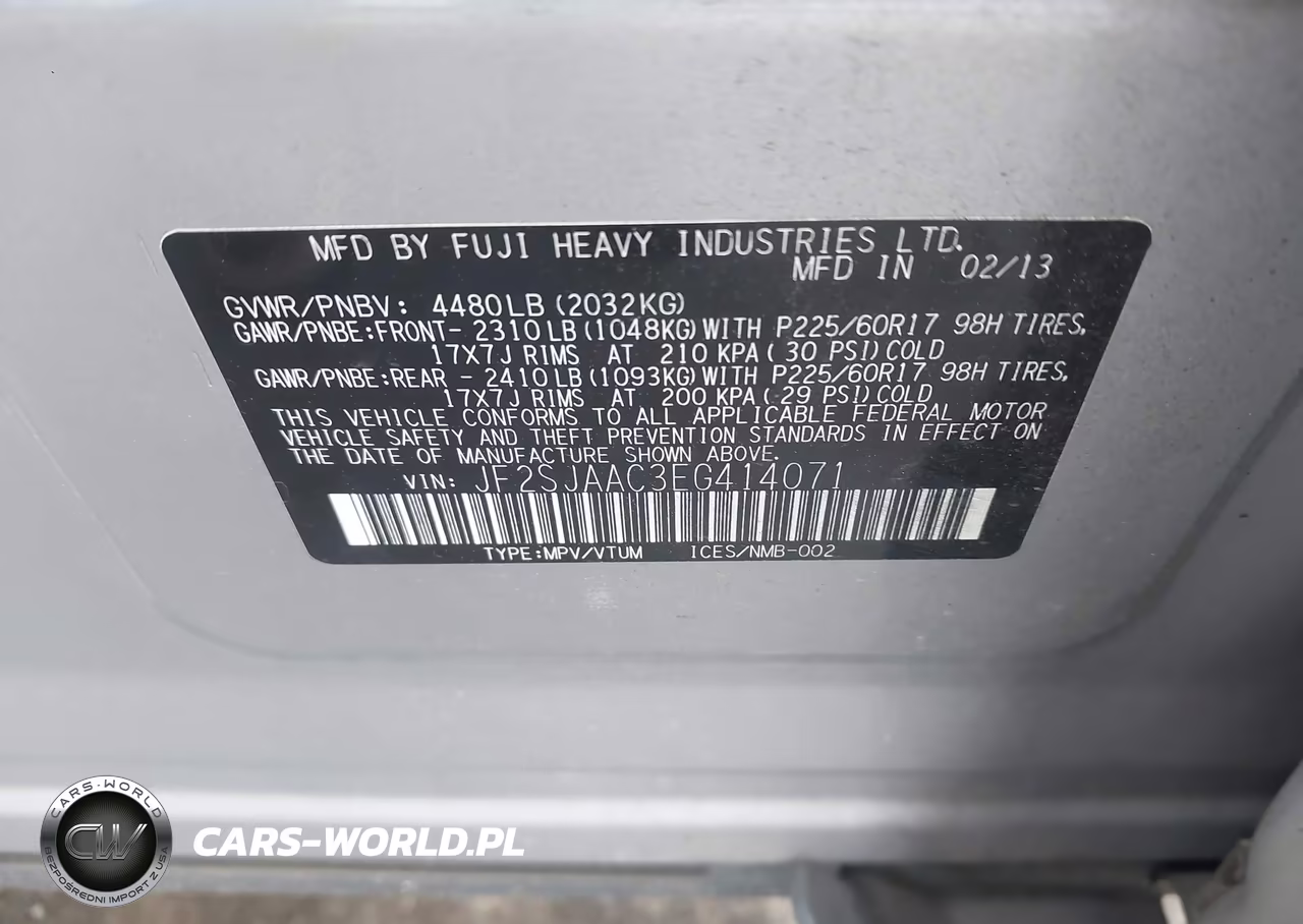 2014 Subaru Forester 2.5I VIN:JF2SJAAC3EG414071 - 9