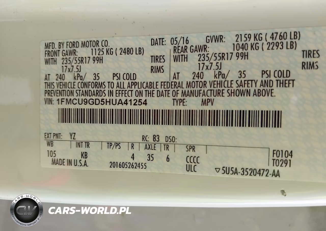 2017 Ford Escape Se VIN:1FMCU9GD5HUA41254 - 9