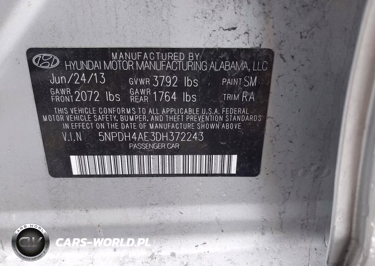 2013 Hyundai Elantra Gls VIN:5NPDH4AE3DH372243 - 9