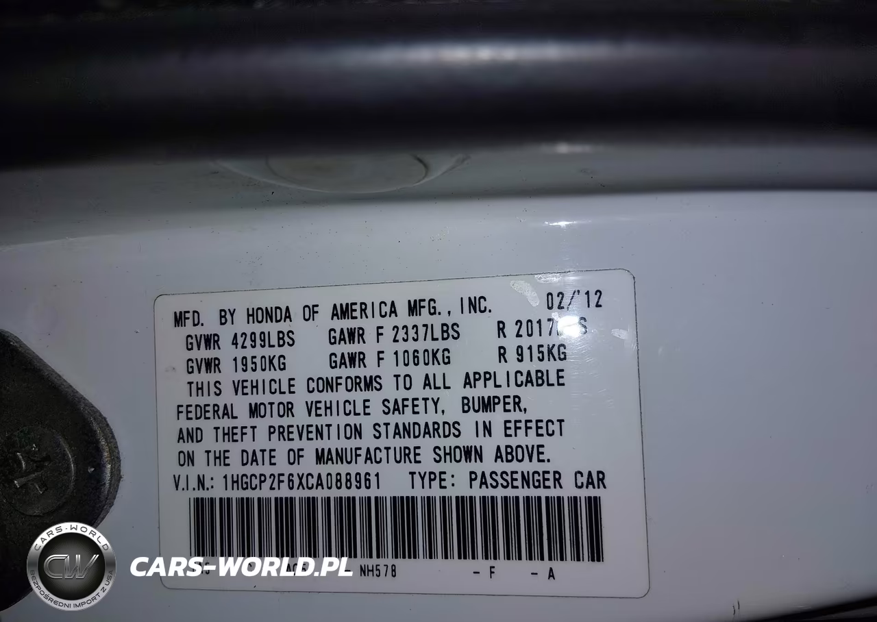 2012 Honda Accord 2.4 Se VIN:1HGCP2F6XCA088961 - 9
