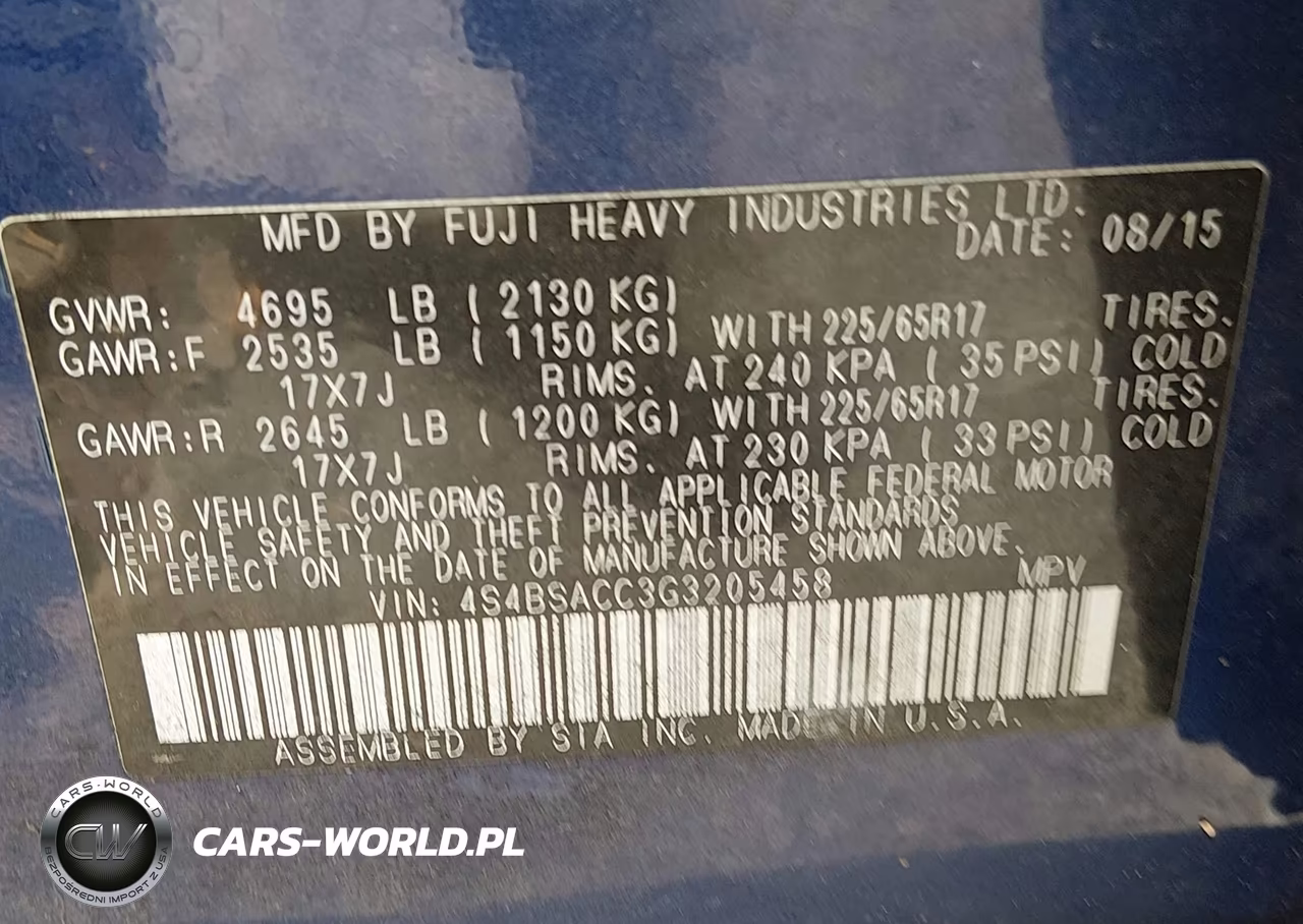 2016 Subaru Outback 2.5I Premium VIN:4S4BSACC3G3205458 - 9