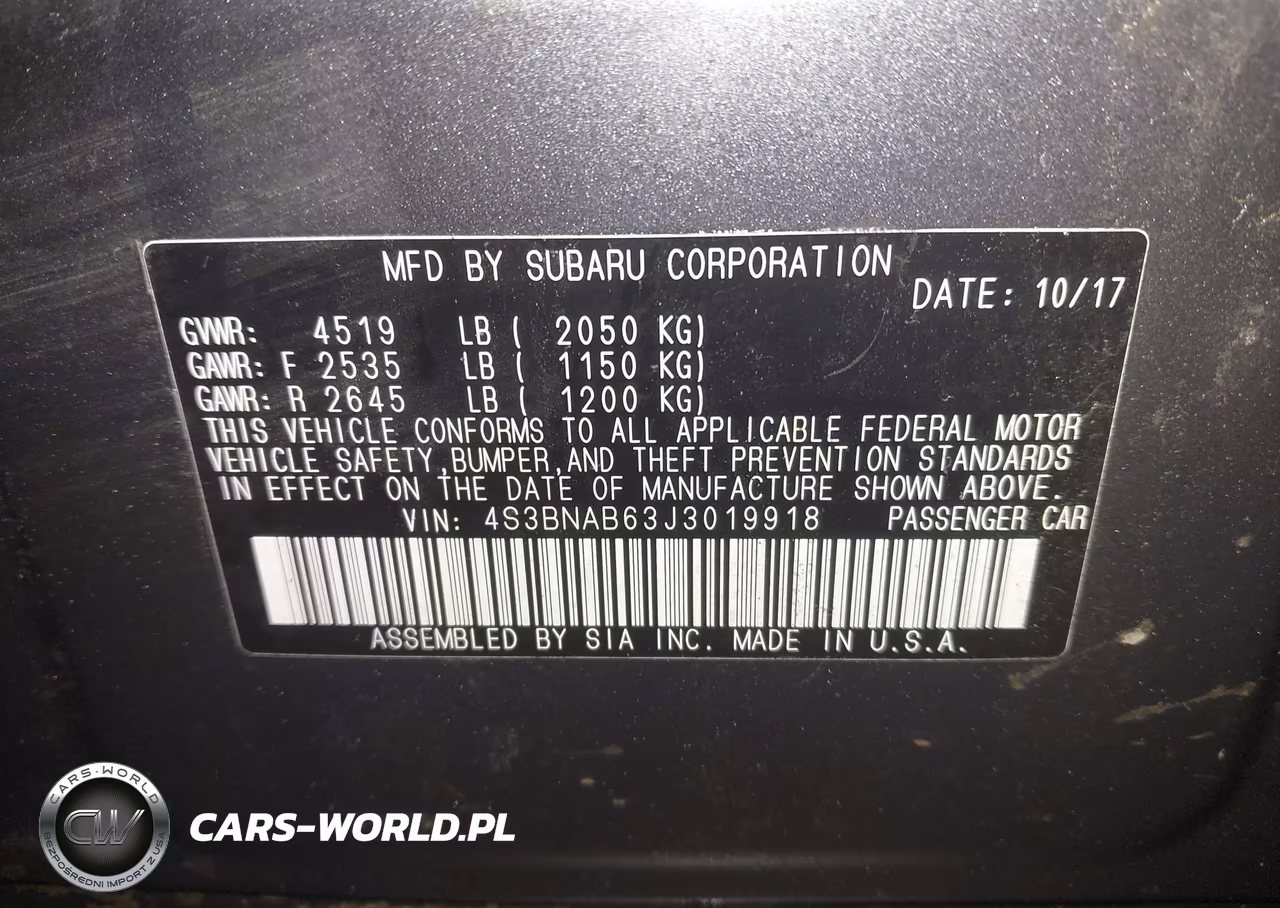 2018 Subaru Legacy 2.5I VIN:4S3BNAB63J3019918 - 9