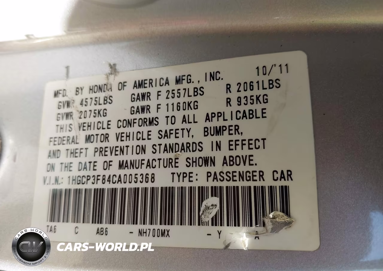 2012 Honda Accord 3.5 Ex-L VIN:1HGCP3F84CA005368 - 9