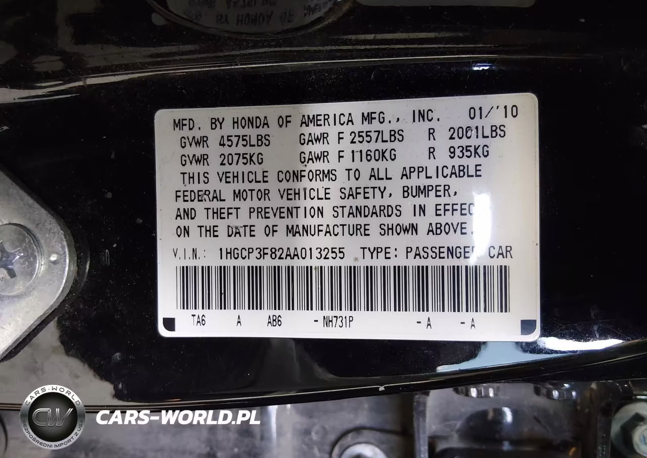 2010 Honda Accord 3.5 Ex-L VIN:1HGCP3F82AA013255 - 9