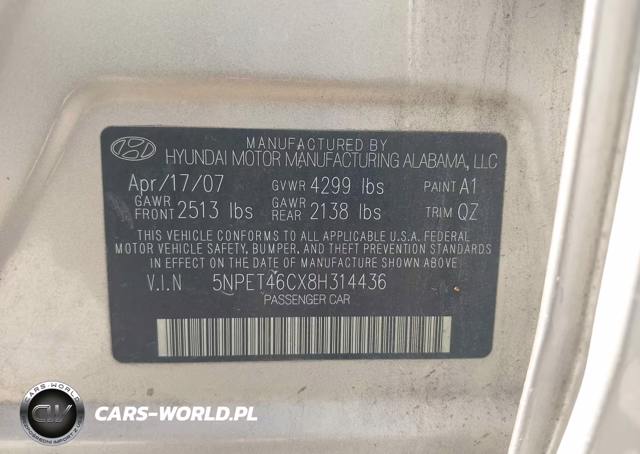 2008 Hyundai Sonata Gls VIN:5NPET46CX8H314436 - 9