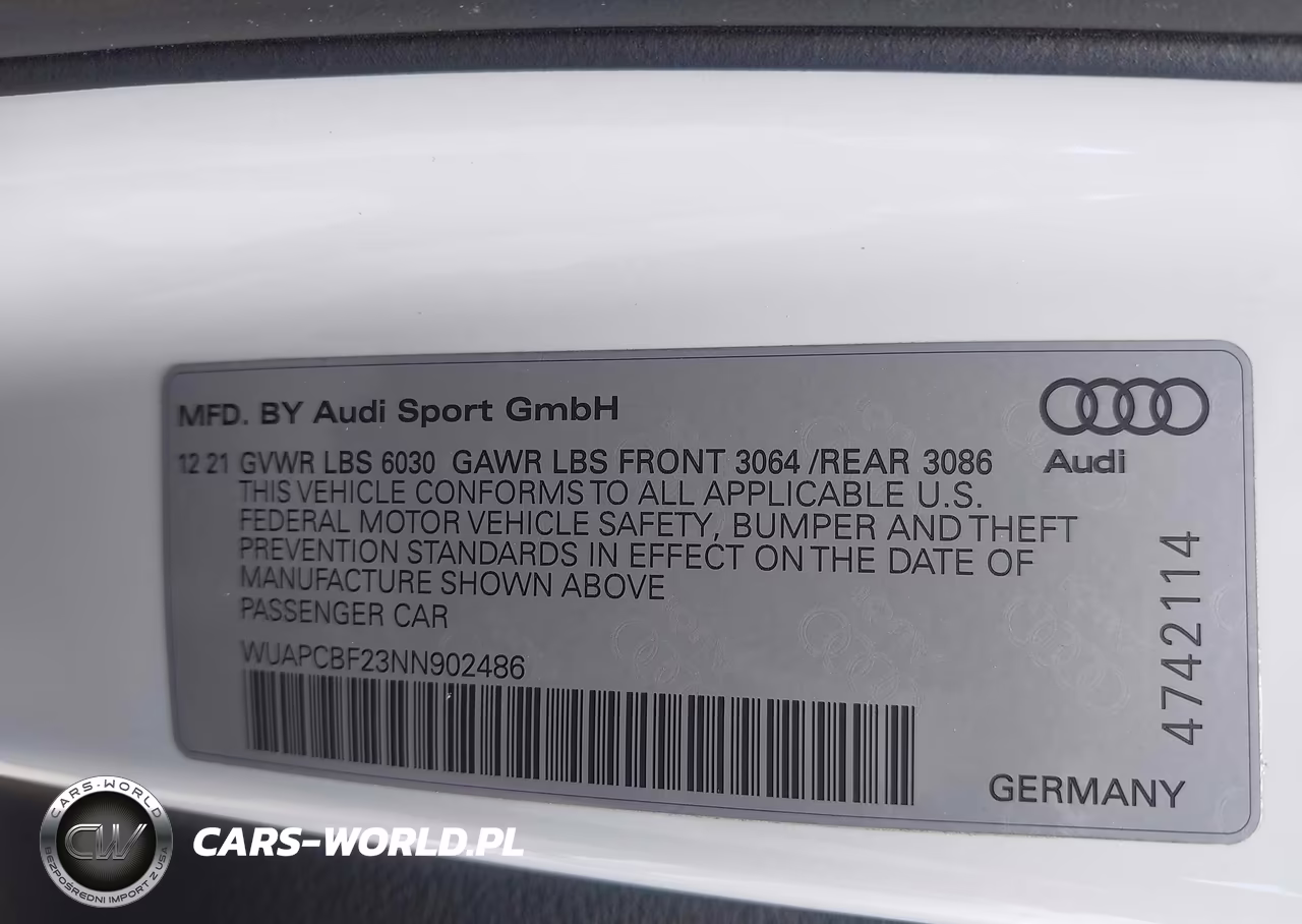 2022 Audi Rs 7 Sportback Tfsi Quattro Tiptronic VIN:WUAPCBF23NN902486 - 9