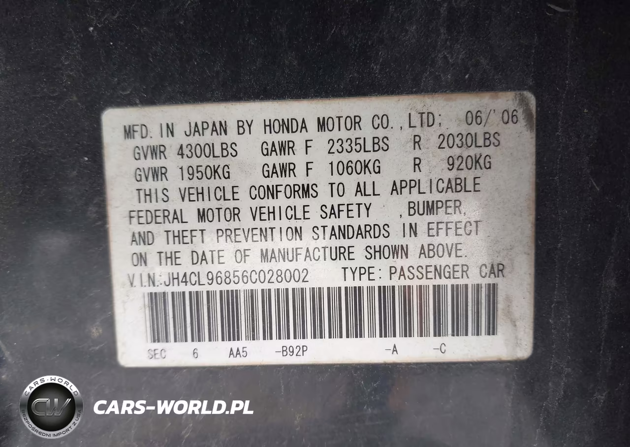 2006 Acura Tsx VIN:JH4CL96856C028002 - 9