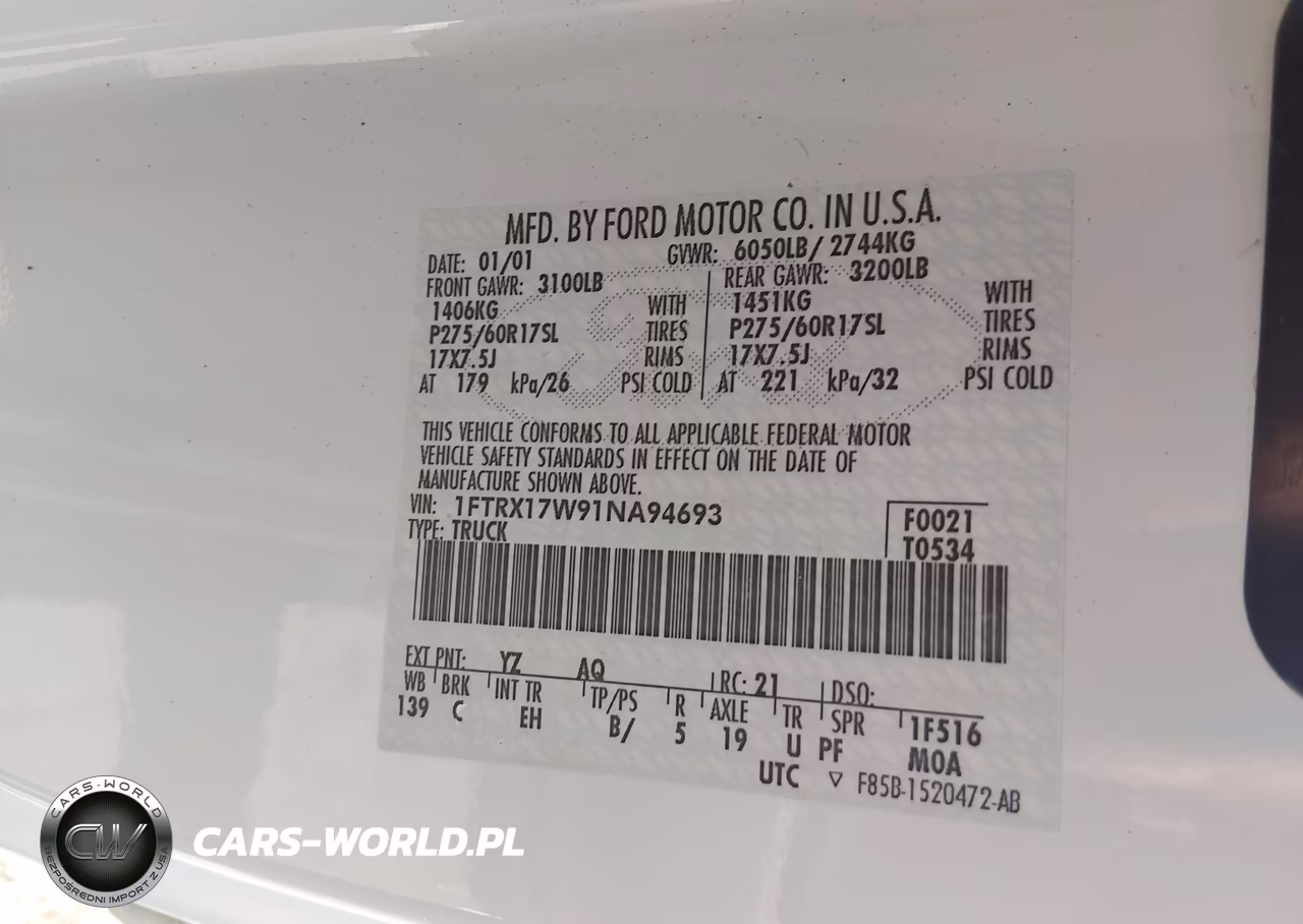 2001 Ford F-150 Lariat-Xl-Xlt VIN:1FTRX17W91NA94693 - 9