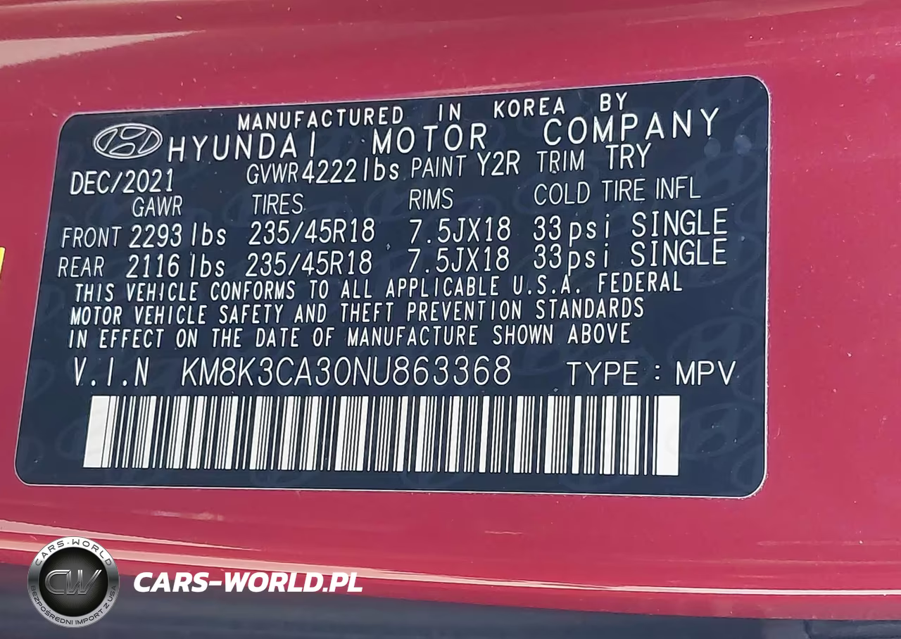 2022 Hyundai Kona N Line VIN:KM8K3CA30NU863368 - 9