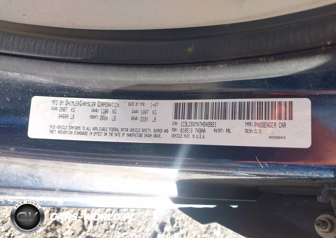 2007 Chrysler Sebring Limited VIN:1C3LC66MX7N549921 - 9