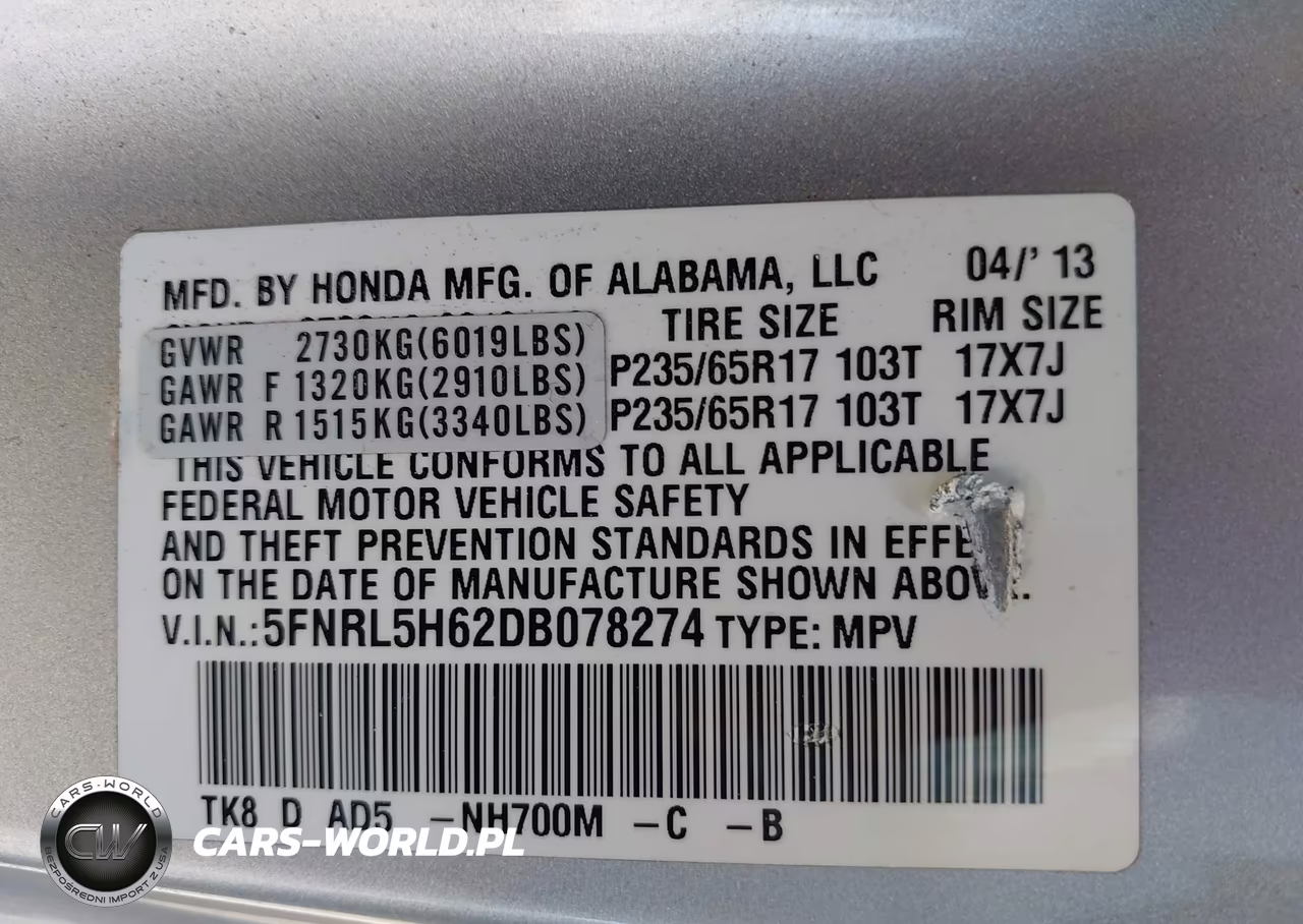 2013 Honda Odyssey Ex-L VIN:5FNRL5H62DB078274 - 9