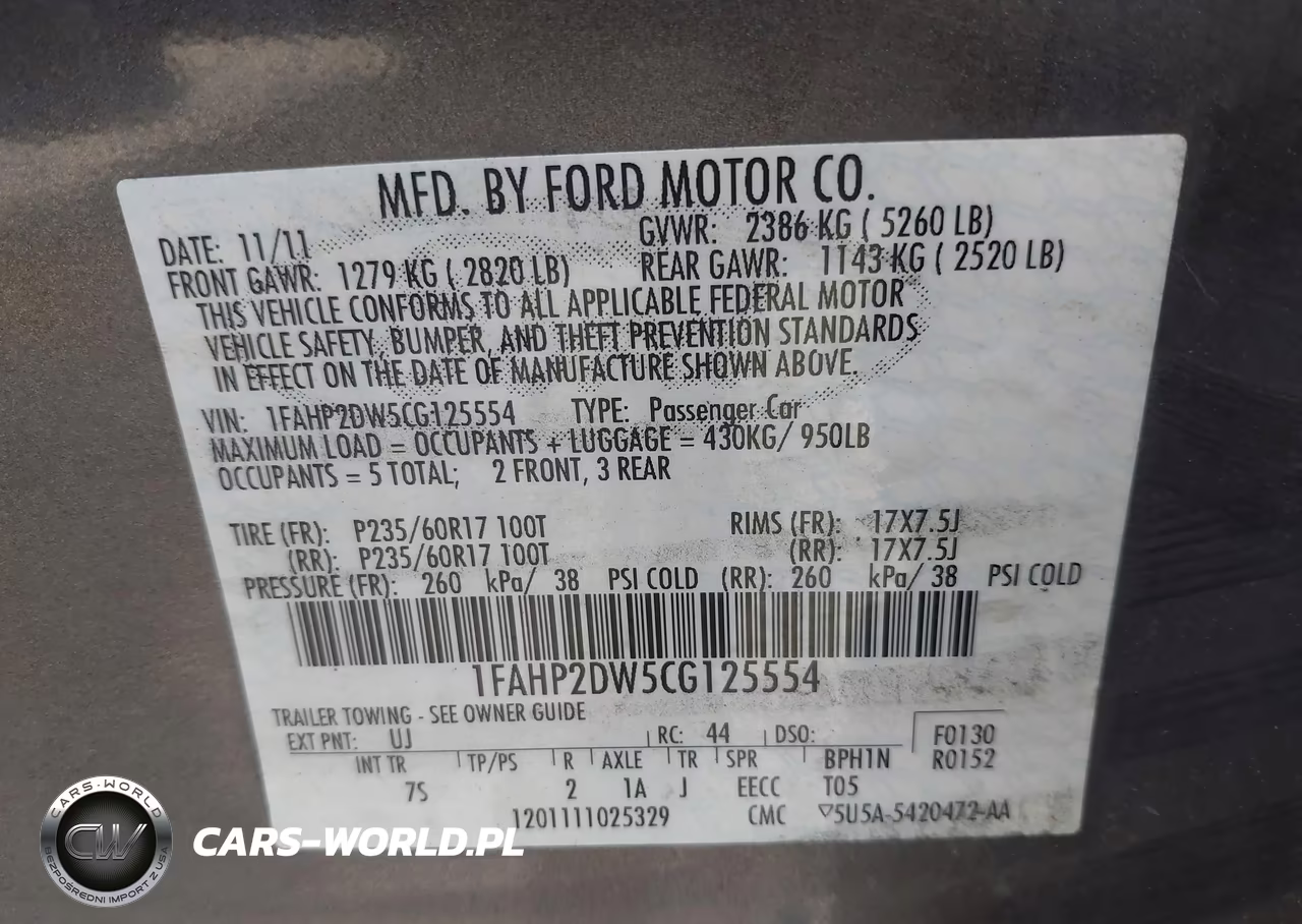 2012 Ford Taurus Se VIN:1FAHP2DW5CG125554 - 9
