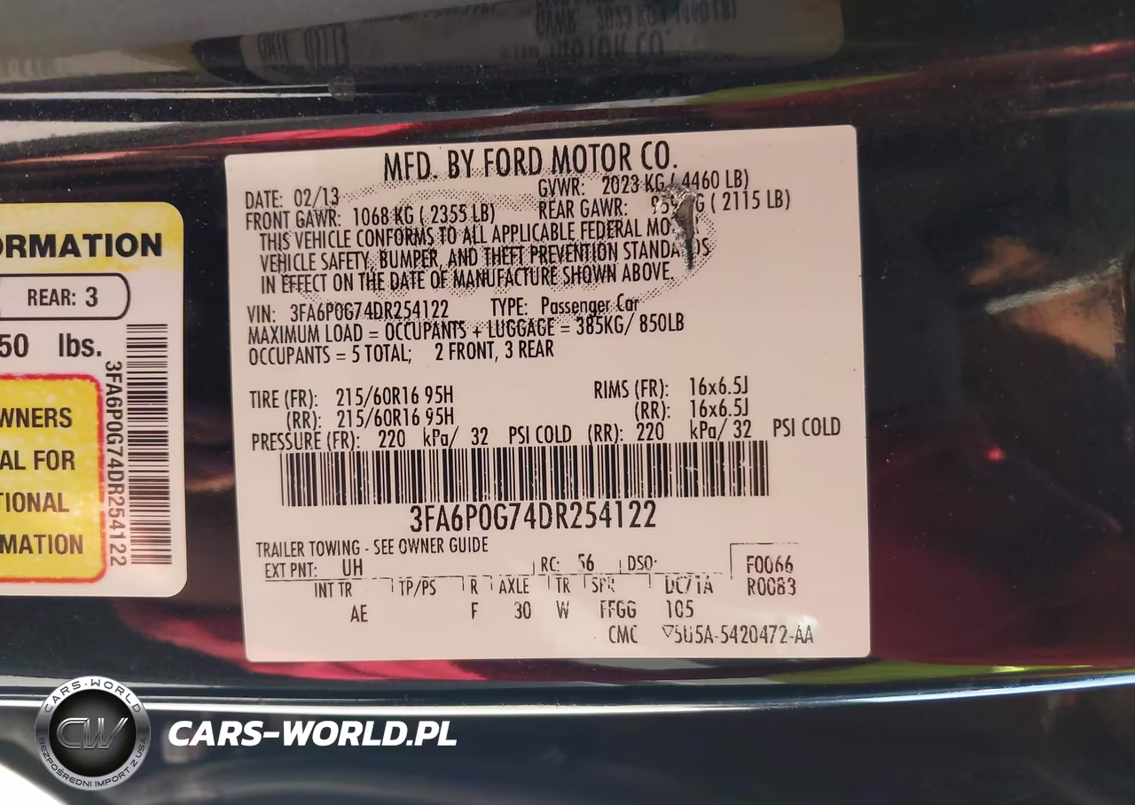 2013 Ford Fusion S VIN:3FA6P0G74DR254122 - 9