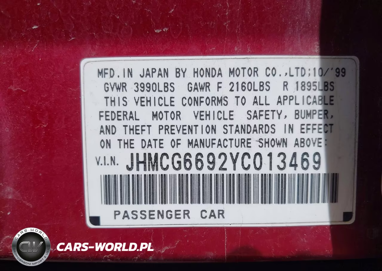 2000 Honda Accord 2.3 Se VIN:JHMCG6692YC013469 - 9