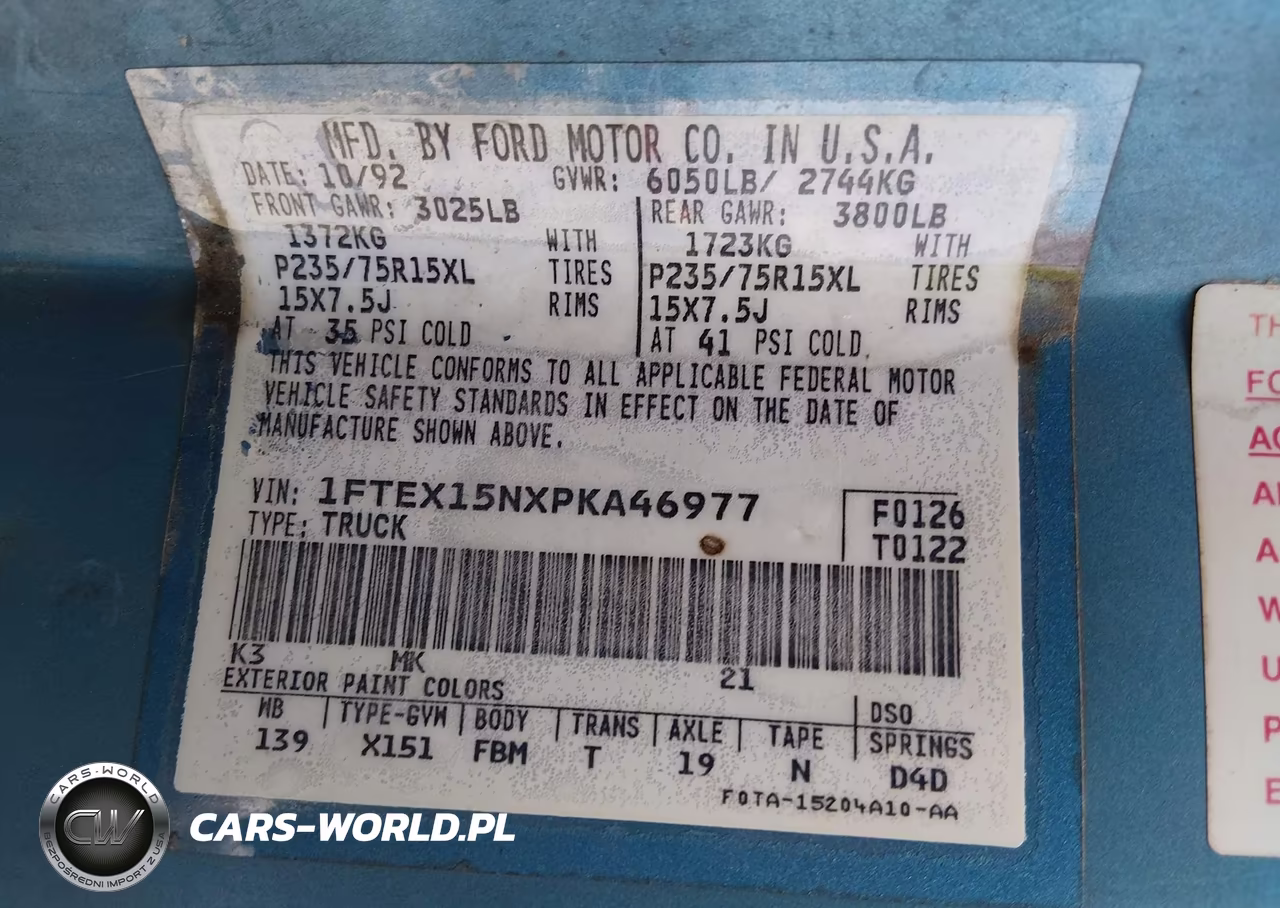 1993 Ford F150 VIN:1FTEX15NXPKA46977 - 9