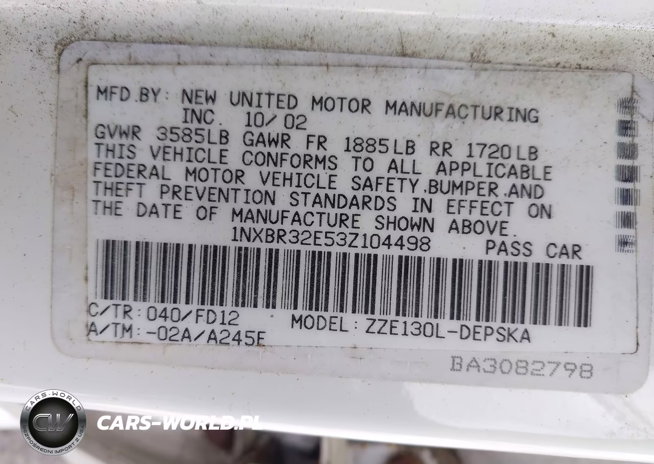 2003 Toyota Corolla S VIN:1NXBR32E53Z104498 - 9